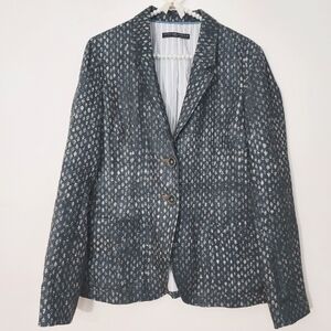 Peruvian Connection linen Blazer Jacket Gray Size 8